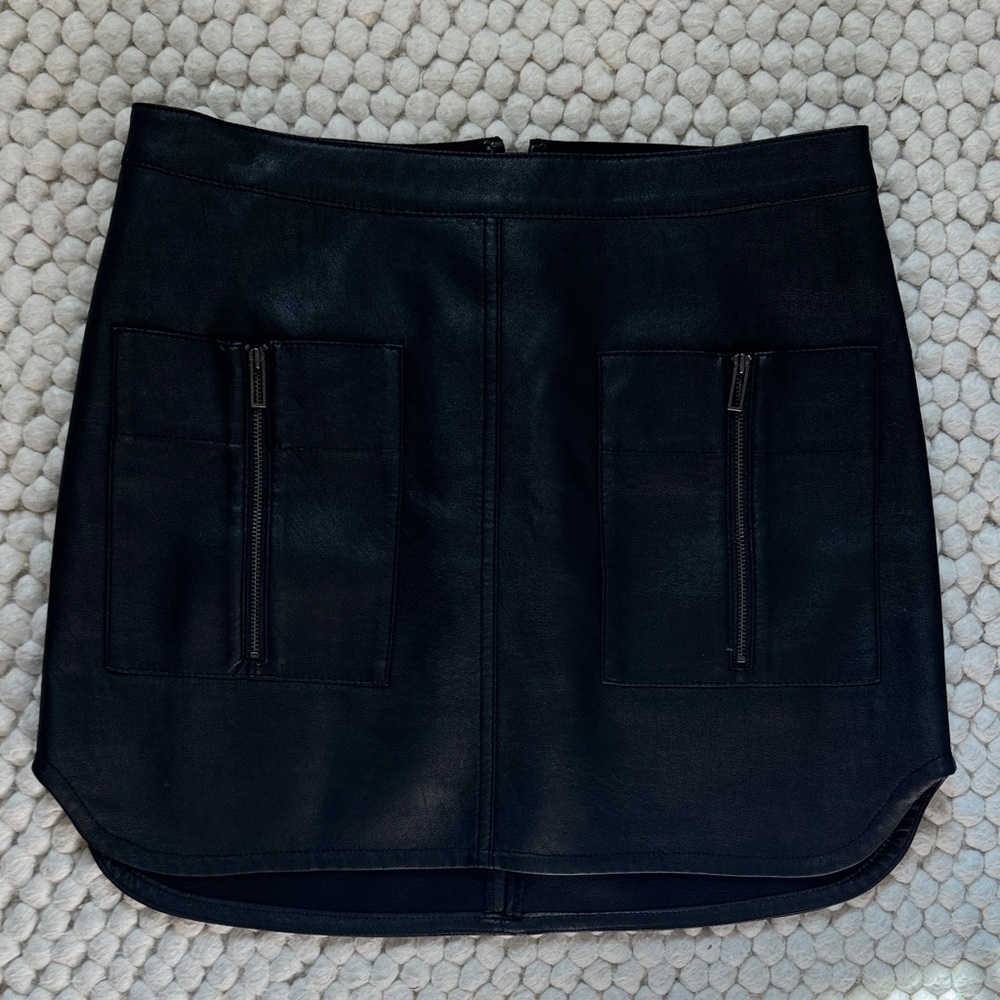 BCBG MaxAzria Black Leather Mini Skirt